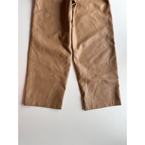 Aritzia WILFRED Caroline Tan Vegan Leather High Waisted Paperbag Pants, Size 00 - Picture 6 of 13